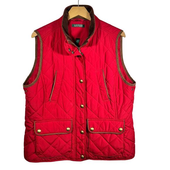 Ralph Lauren Size XL Quilted Red Women's Puff Vest Casual - Picture 1 of 10